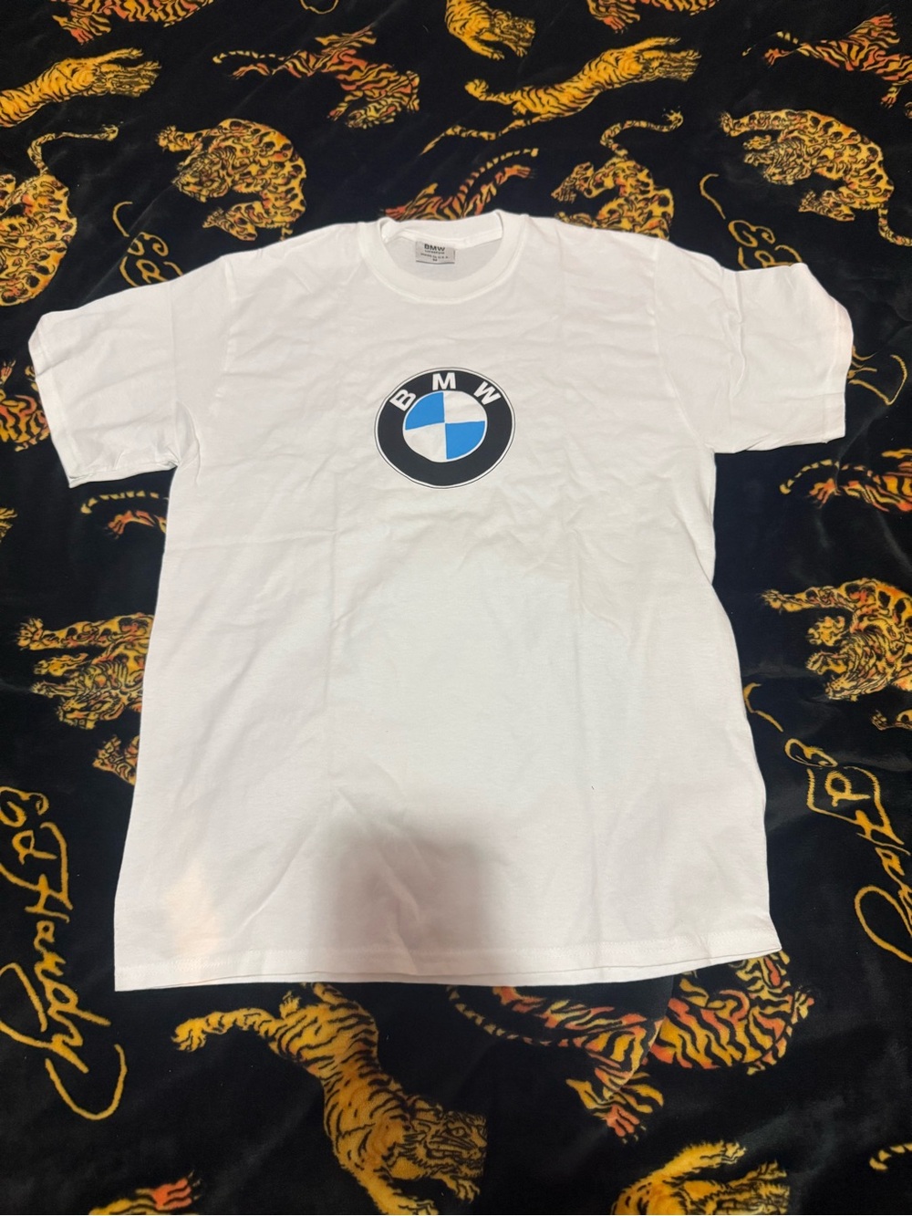 BMW White Short-Sleeve Crewneck T-Shirt with Center Logo